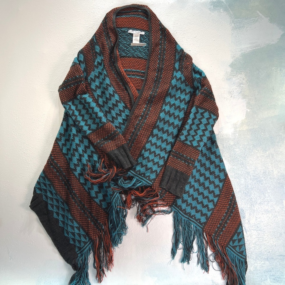 Two-One-Two New‎ York Cardigan Boho Southwestern Fringe Womens Small Multi USA